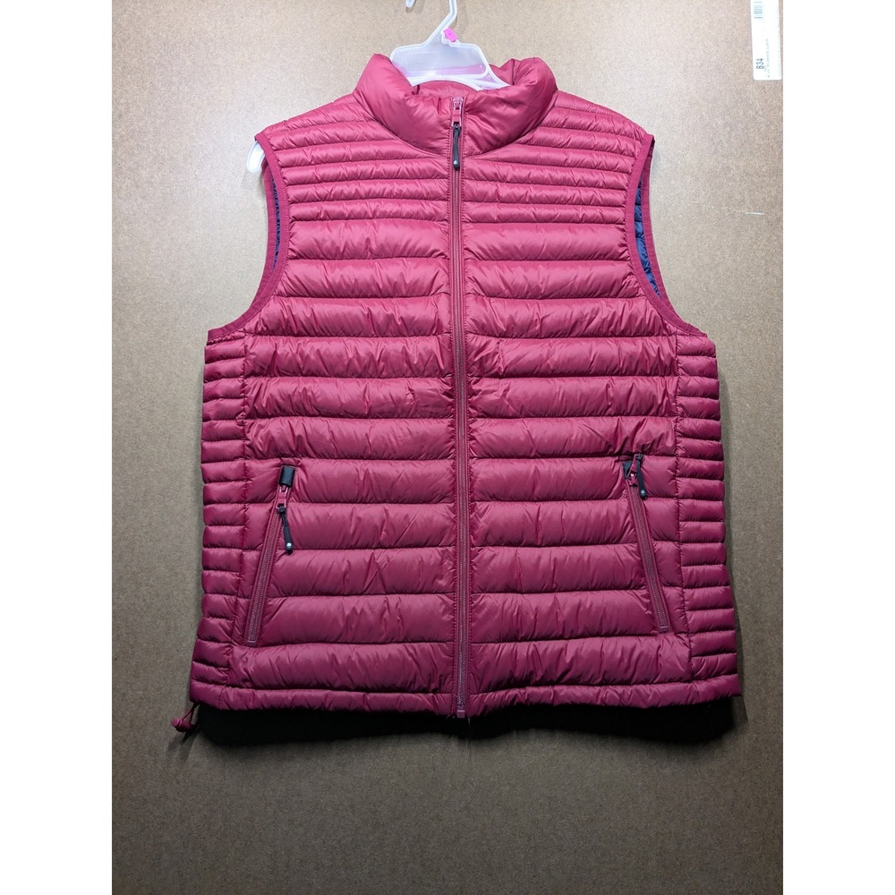 Solaris Mens Natural Down Puffer Vest Red Navy Blue Full Zip Lightweight Medium